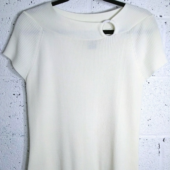 Requirements Large Off White Ribbed Knit Top - Picture 1 of 8